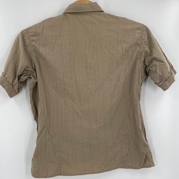 Mountain Hardwear XL Brown Striped Zipper Vented Short Sleeve Button‎ Up Shirt - Picture 8 of 8